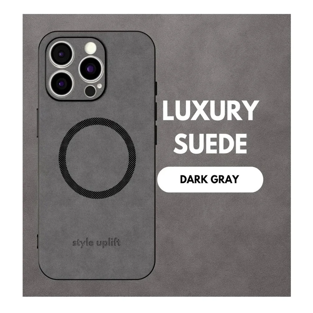 Style Uplift iPhone 16 Pro Dark Gray Suede Magnetic Case MagSafe Slim Protective